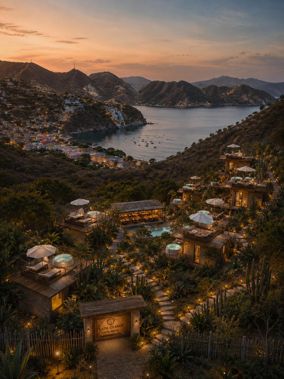 Evening walkway to resort
